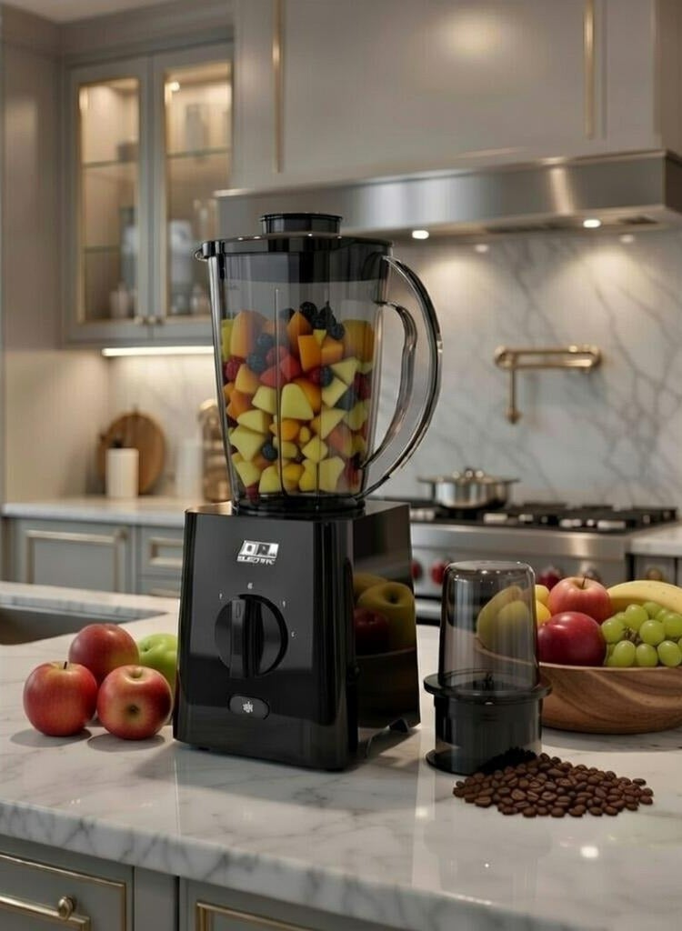 DR.ELECTRIC 2-in-1 Electric Blender, 650W, 1.8L, 2 Speeds with Pulse, Stainless Steel Blades, Black, DR.6502 - Image 3